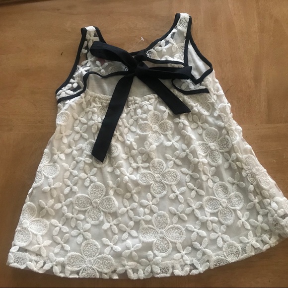 Monteau Girls Lacy Cream Tank Tie Bow Back Med 7/8 - Picture 2 of 12
